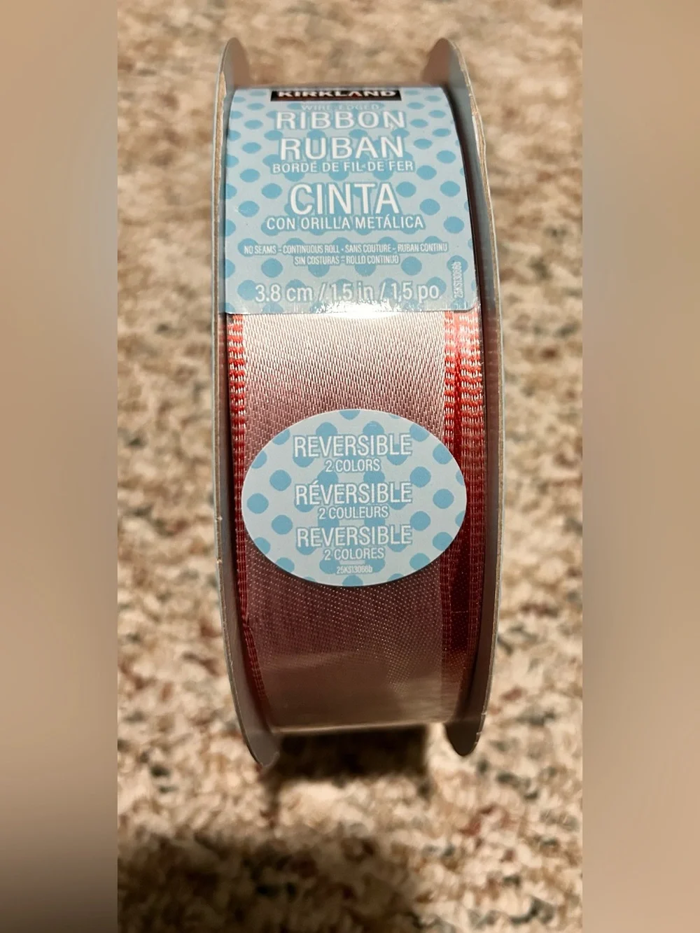 Kirkland Signature Reversible Satin Ribbon in Pink and Red 50 yd, 1.5 inches
